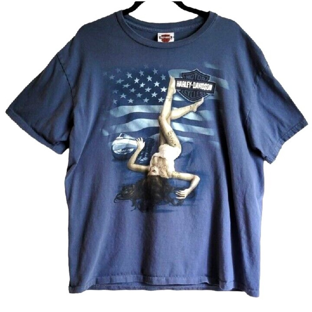 Harley Davidson Pinup Girl Motorcycle Virginia Beach Virginia TShirt Men XL USA